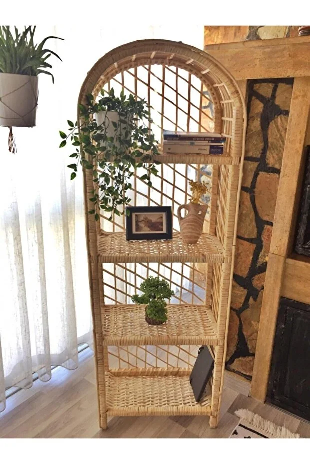 4 Bölmeli Hasır Kitaplık-çiçeklik-ayakkabılık